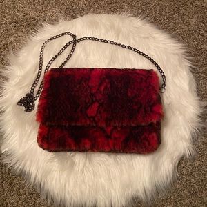 Animals print furry purse